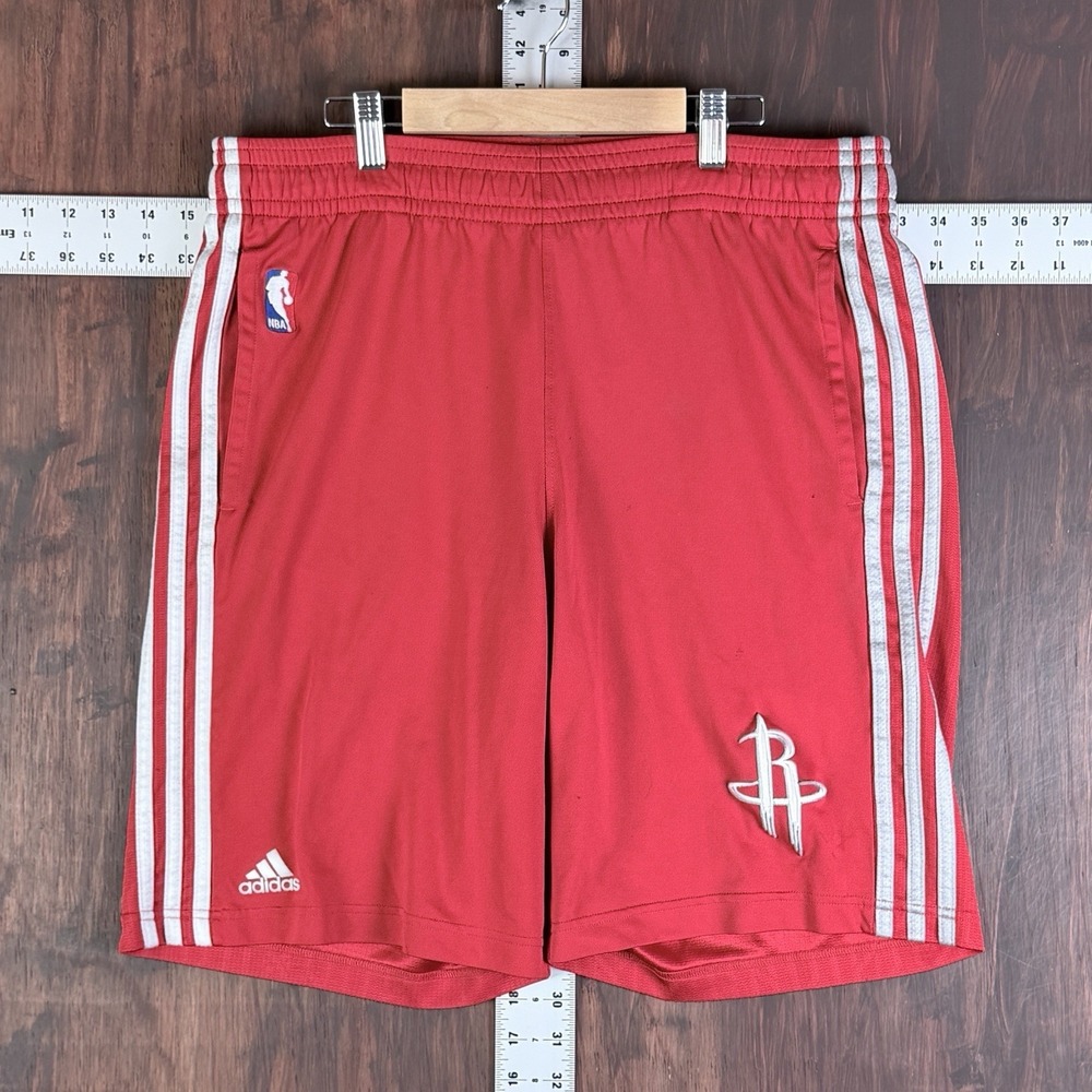 Adidas Houston Rockets Stitch Climacool Red Basketball Shorts Small Oversized